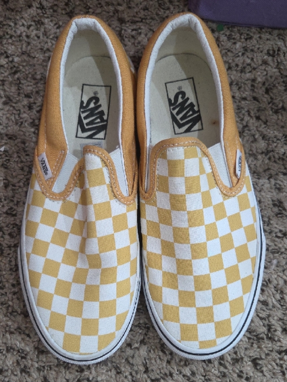 Vans Checkerboard Slip-On Sneakers - Yellow and White - Picture 2 of 5